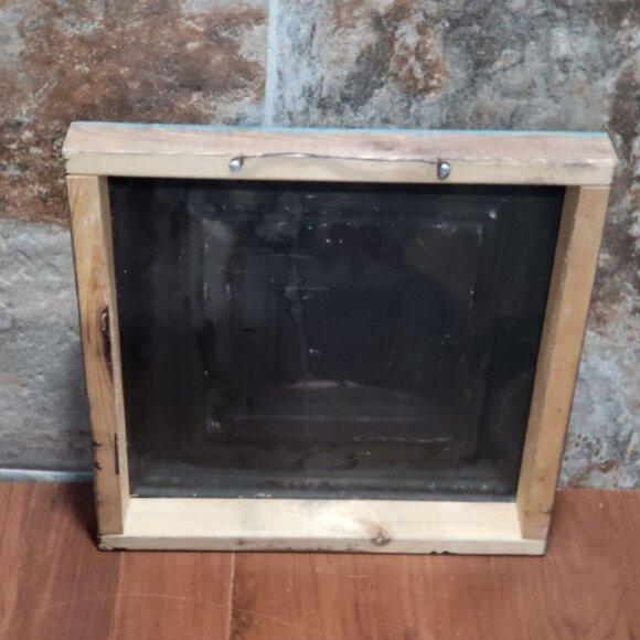 Turquoise Distressed Love Much Tin Metal on Wood Frame Hanging Wall Decor - Picture 9 of 12